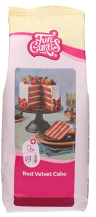FunCakes Mix für Red Velvet Cake Backmischung, 1 kg | Rote-Samt Kuchenmischung, Einfach zu verwenden, Weichen und luftigen Samtrottöte Torte und feinem Schokoladengeschmack