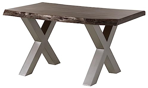 MASSIVMOEBEL24.DE Esstisch Akazie grau lackiert Freeform | 140x90x77 cm (BxTxH)65kgModernzerlegtvollmassivMASSIVMOEBEL24.DE