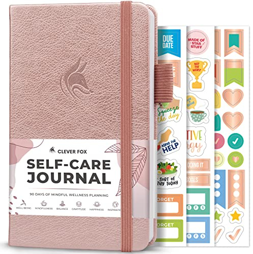 Clever Fox Self-Care Journal – Daily Reflection Notebook – Mental Health & Personal Development Planner, Meditation & Mood Log, Pocket (Rose Gold)