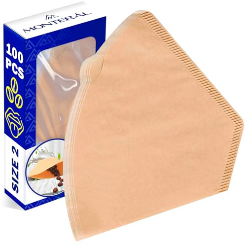 100 Piezas Papel Filtro Cafe Tamaño 2 para Cafetera Goteo - MONTERAL