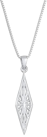 Kuzzoi Herren Halskette mit Anhänger in Rauten Form (30 mm), Herrenkette aus 925 Sterling Silber, Kette mit Ornament Anhänger für den Mann, Kette Herren Silber mit Anhänger, Länge 60 cm