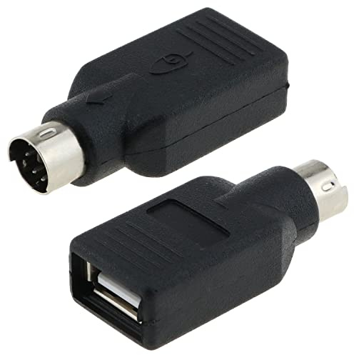 E-outstanding Adaptador USB a PS2, 2 unidades negro USB hembra a PS/2 macho convertidor adaptador para teclado de ratón, negro