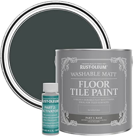 Rust-Oleum Peinture Noire Lessivable pour Sols Carrelés, Finition Mate - Sable Noir 2.5L