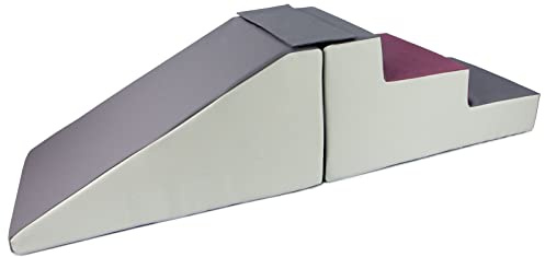 Lot de 2 Grands Blocs en Mousse: Toboggan et escaliers pour crèches (Couleur: Blanc, Gris, Violet)