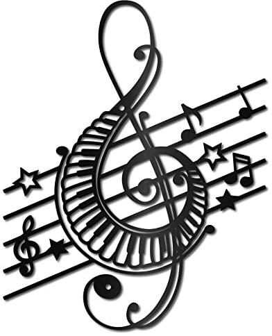 CREATCABIN Musiknoten-Wandkunst Metall Wanddekoration Musiknoten-Schild Schwarz Hängende Skulptur Für Zuhause Büro Schlafzimmer Wohnzimmer Garten Drinnen Draußen Dekoration Weihnachten 30x24cm