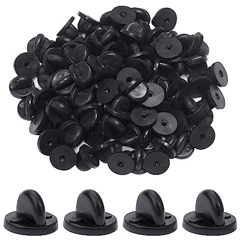 100 Stück PVC-Gummi-Pin-Verschlüsse Heliltd Schmetterling Kupplungsstifte Rückseite Keepers Ersatz für einheitliche Ausweishalter Verschluss Anstecknadel Emaille Pins