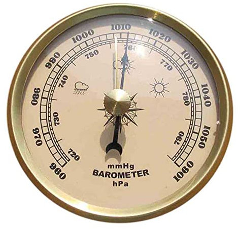 Samnuerly Wetterstation für Zuhause, analoges Messgerät, Metall-Hygrometer, Wandbehang, Luftdruck, Multifunktions-Barometer (Messing)