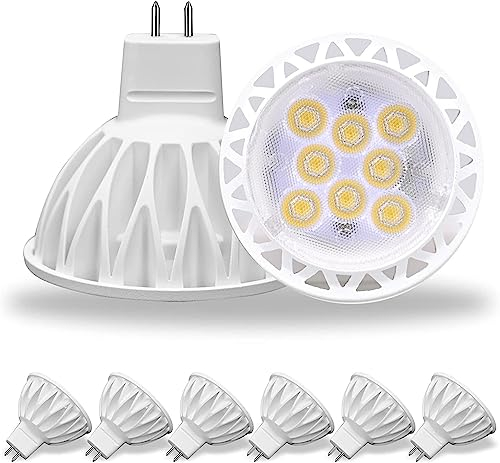 GOHDLAMP 6 Pack MR16 LED Bulbs, 50 Watt Equivalent Landscape Light Bulbs, 4000K Neutral White 5W GU5.3 MR16 12V Spotlight Bulb, 38 Degree Beam Angle for Landscape, Recessed, Track Lighting