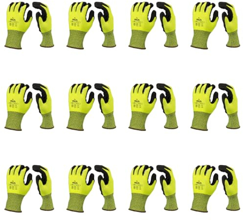 Malta Dynamics Safety Work Protective Gloves – Mens Work Gloves with ANSI Cut Level A5 Protection, Touchscreen Compatible, OSHA and ANSI Compliant (Medium, 12 Pair)