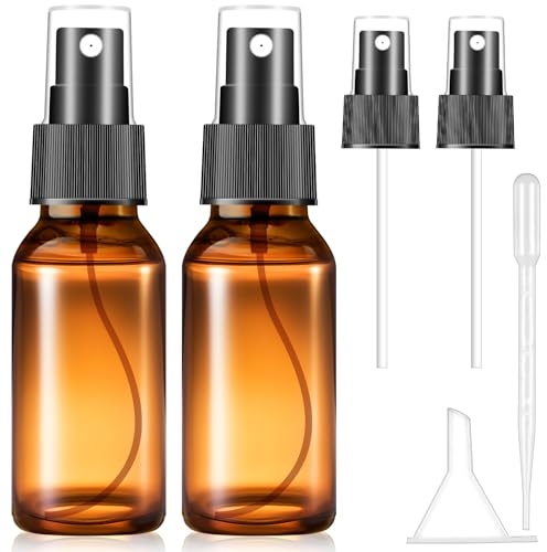 ACWOO Sprühflasche für ätherische Öle, 8-teiliges Set 60ML kleine nachfüllbare Reise Feinnebel Sprühflasche glas,taschenzerstäuber, hausgemachte Reinigungsmittel und Fingerzerstäuber Parfümzerstäuber