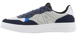 Armani Exchange Zapatillas Seattle para Hombre con Detalles de Gamuza con Logotipo Bordado, Grey Navy, 43 EU