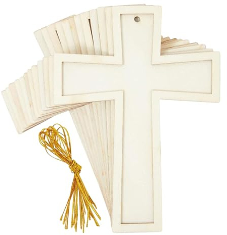 Baoblaze 10 Stück Holzkreuze zum Bemalen, Anhänger, Leere Holzkreuze zum Basteln, für DIY-Bastelarbeiten, Partygeschenke, handgefertigte Accessoires