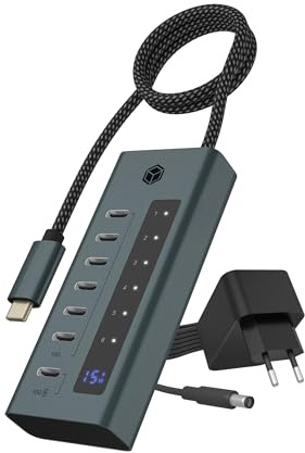 ICY BOX 7-Port USB Type-C Hub 3.2 Gen 2 blaugrau IB-HUB1457-C31 | 7 Port USB Type-C Hub mit USB 3.2 Gen 2Inklusive 36 W Netzteil im LieferumfangFarbe blaugrau, für mehrere Peripheriegeräte