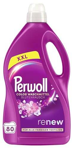 Perwoll Blütenrausch Waschmittel (80 Waschladungen), Feinwaschmittel reinigt sanft und erneuert Farben und Fasern, für alle farbigen Textilien, Color Waschmittel mit Dreifach-Renew-Technologie