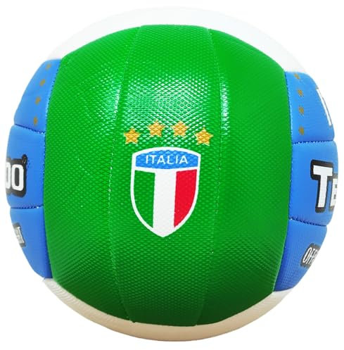 CUCUBA Volleyball Beach Volley Power Modell mit italienischem Wappen (weiß rot grün) für Training oder Spiel Durchmesser 21 cm