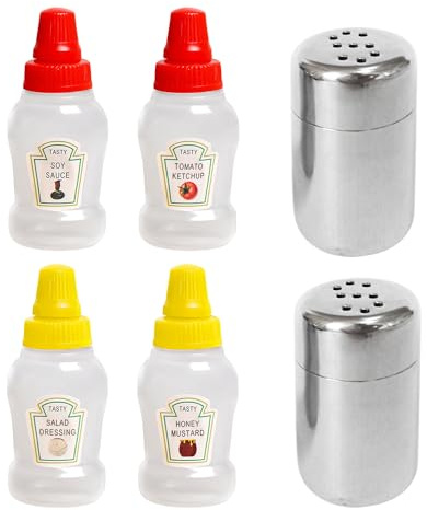 4 Mini Shakers, 2 S-Hole Pepper Shakers, Small Salt Shakers with Lids, Mini Salt and Pepper Shakers, Travel Salt Shakers, Mini Salt Shakers, Carry-On Mini Salt Shakers