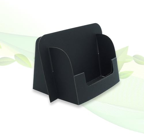 thefoldstands 5 faltbare ökologische Visitenkartenständer Black Design für Visitenkarten 9,0 x 5,5 cm horizontal, Visitenkartenthalter FSC- Karton, kurz-bis mittelfristigen Einsatz