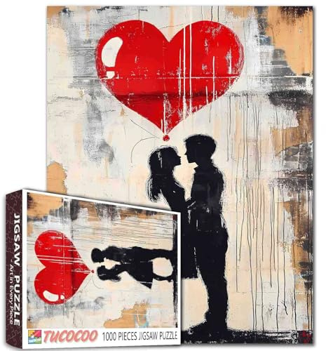 Tucocoo Love Street Art Puzzle 1000 Teile Erwachsenen-Puzzle, Banksy Paar Moderne Kunst für Herausfordernde Familienaktivitäten DIY Handwerk Deko