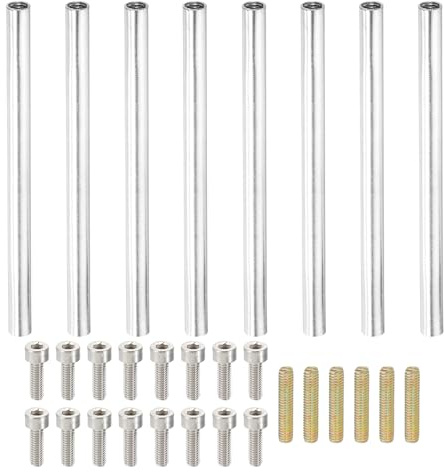 PATIKIL 75mm (3) Round Coupling Nuts Kit, M4 Threaded Connector Bar Hardware with Fully Thread Rods Socket Screws for Lamp Model Furniture DIY Repair Part