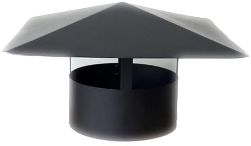 Comignolo Cinese Lam. Alluminata Colore Nero - Versione Premium (Ø 120 mm, Attacco Femmina per Tubo Nero)