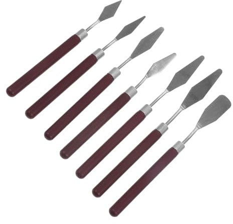 BELLIFFY 7stücke Farbmischspachtel Mit Holzgriff Für Kunstmalerei Inklusive Malschabern Pigmentschabern Und Farbspateln Für Malwerkzeuge Zum Mischen Glätten Und Verteilen Von Farbe