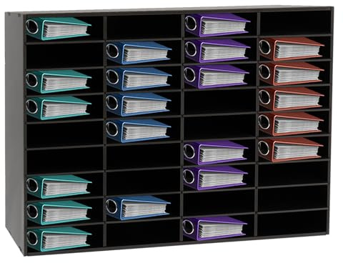 HUSPOO 36 FächerBriefablage A4 Stapelbar, Dokumentenablage 4x9 Fächer Briefablage, 100x30x61cm, PVC Literatur Organizer, Ablagesystem Desktop Aktenhalter Zu Hause, Büro, Klassenzimmer (Schwarz)