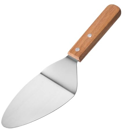 Pizza Server Stainless Steel, Wooden Handle Pie Cutter, Triangular Spade with Handle, Lightweight Dessert Spatule, Pizza Server, Cake Serving Utensils, Pie Spatula Cutter for Dessert