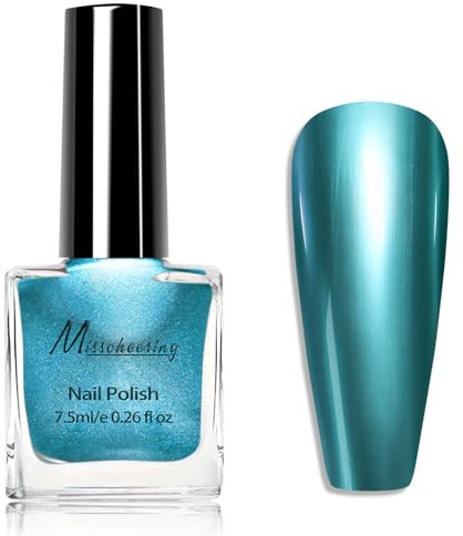 Metallic Nail Polish - Mirror Blue Nail Polish - Glossy Chrome nail polish - 60 Seconds Nail Varnish Quick Dry - No Bake Breathable nail Polish Long Lasting for Women DIY Nail Art