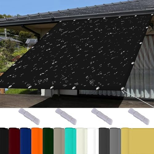 Vela Ombreggiante Rettangolare 4 x 6 m Impermeabile Telo Ombreggiante con Occhielli Protezione Raggi UV HDPE Tenda Parasole per Piscina Domestico, Nero