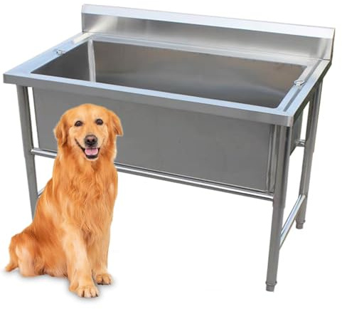 Pet Dog Bathing Station,Dog Grooming Tub,Professional Stainless Steel Dog Washing Station,Dog Bathtub,Washing Sink For Home,Dog Cat Washing Station For Large,Medium & Small Pet(120cm/47.2in,Depth 50cm