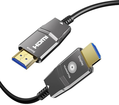 YilianOptoe Glasfaser HDMI Kabel 15M,Ultra High Speed HDMI 2.1 Kabel,48 Gbit/s,8K@60Hz,4K@120Hz,eARC HDR10 Dolby Vision für PS4/PS5,Xbox X/S,HDTV,Monitor,Heimkino,Gaming
