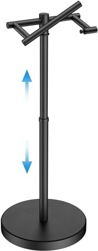 FORIOUS Toilet Paper Holder Stand Adjustable, Freestanding Tissue Roll Holder for Bathroom, Pivoting Design, Durable SUS 304 Stainless Steel and Weighted Base Toilet Paper Storage, Matte Black