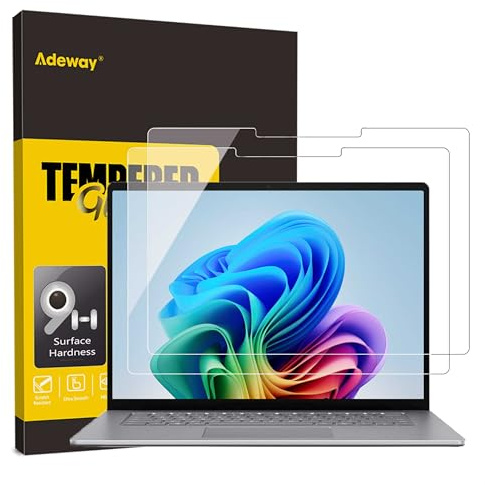Adeway Tempered Glass Screen Protector for Surface Laptop 13 Inch (2025), Anti-Scratch, HD Clarity, Fingerprint Resistant, Easy to Apply, Full Screen Coverage for Surface Laptop 13-inch