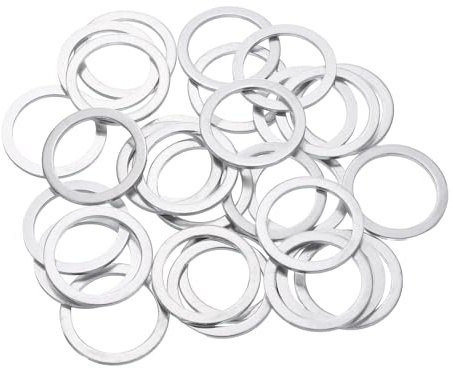 sourcing map 50 rondelle piatte M20, guarnizioni di tenuta rotonde in alluminio, diametro esterno 26 mm, spessore 1,5 mm, distanziatori piatti per viti, bulloni, accessori per la riparazione di