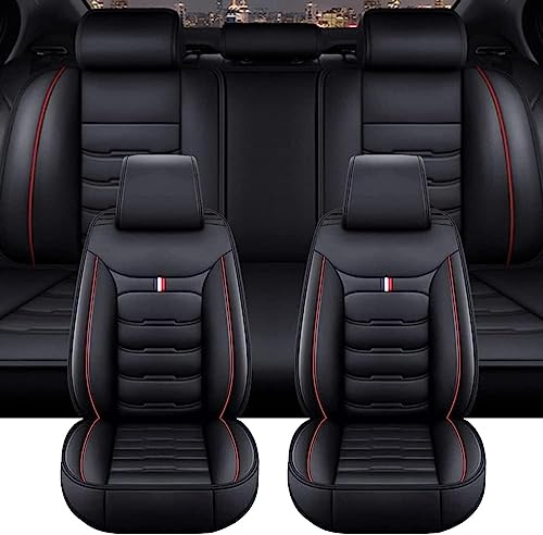 WWERTYY Autositzbezüge passend für BMW Serie 1 Cabrio 118d F20 118i F20 120d F20 116d F20 120i F20 125d F20 Echtleder wasserdicht und atmungsaktiv 5-Sitzer-Sitzbezug Autoteile，Schwarz Rot