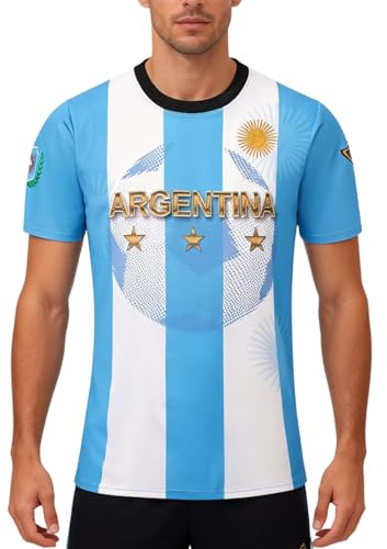 Argentina Football Jerseys for Men Sports Training Jerseys Tops Flag Team Fans Football T-Shirts Stripes S