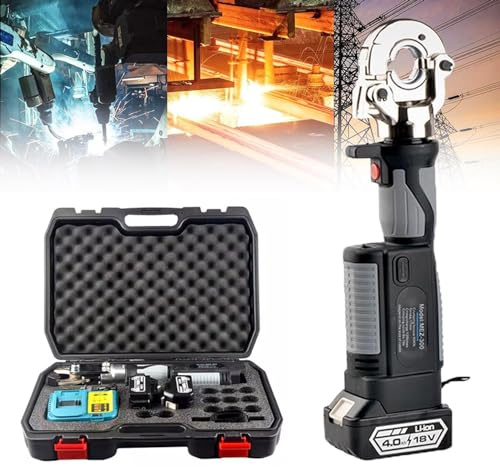 Pinza crimpatrice idraulica elettrica ricaricabile con 12 matrici, per connessioni sicure in rame e alluminio, ideale per progetti di cablaggio professionali