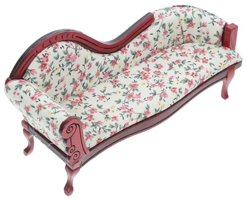 HAPINARY Puppenhaus Miniatur Sofa Vintage Landhaus Stil Wohnzimmer Couch Detailreiche Handarbeit Dekoration für Puppenmöbel