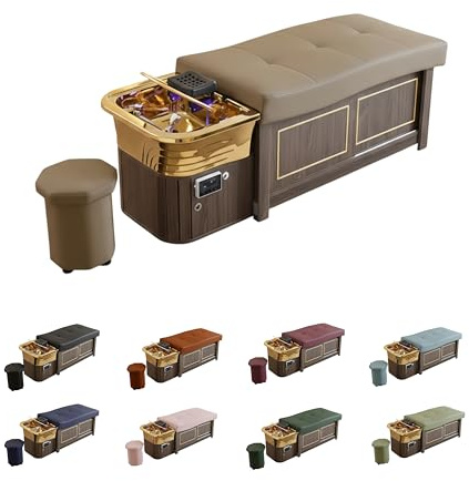 Japan Head Spa - Table de Massage avec Raccordement Aux Eaux Usées, Arrivée Eau Chaude/Froide - Matelas Confort 14cm - Bois Massif Hêtre – Installation Facile - Matériel Professionnel – Garantie 1 an