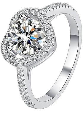 Diamantring, Förlovningsringar for kvinnor 1ct S925 sterlingsilver rundslipad D-färg VVS1 diamantringar bröllopsdagsringar(White,9)