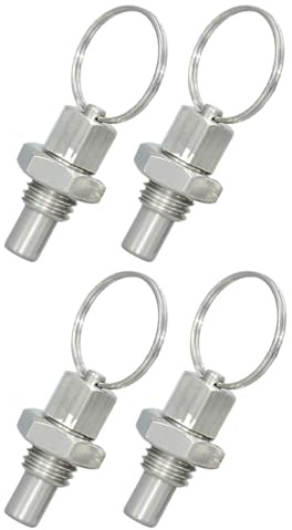 DEARMAMY 4 Pezzi Perno di Bloccaggio a Molla in Acciaio Inossidabile con Anello di Trazione Pistone a Molla Resistente alla Corrosione Spilla di Sicurezza per Applicazioni Meccaniche e