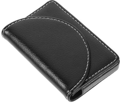 iplusmile Visitenkartenetui aus Leder Schwarzer Kartenhalter mit Tragbarem Design Praktischer Reise Kartenbox für Herren