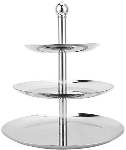 Clphendorine Alzata per torte in acciaio inox, supporto multi-piano per cupcake per la presentazione dei dessert, vassoio da portata antiruggine con base stabile per feste e matrimoni (3 livelli)