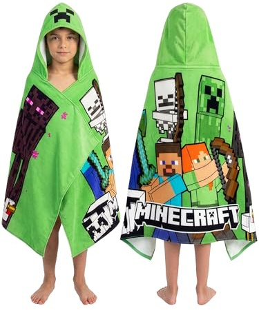 Minecraft Swimming Towel, Creeper Hooded Towels For Kids, Boys Bath Towel For Pool And Beach, One Size