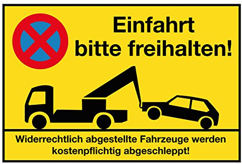 WANDKINGS Hinweisschild - Einfahrt Bitte freihalten! - stabile Aluminium Verbundplatte - Wähle eine Größe - 40x30 cm