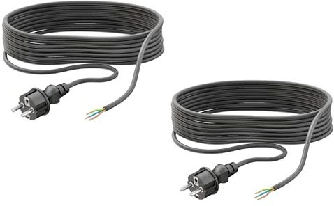 ledscom.de 2 Stück Schukostecker Typ F mit Außenkabel, 5 m, schwarz, 3 x 0,75 mm²
