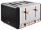 Tower T20051RG Cavaletto 4-Slice Toaster with Defrost/Reheat, Stainless Steel, 1800 W, Black and Rose Gold