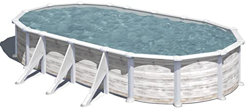 Piscina de Acero Elevada,Ovalada con Aspecto Acero Nórdico. Piscinas Desmontables para Jardín. 730 x 375 x 132 cm - Piscina Gre KITPROV738N Groenlandia.
