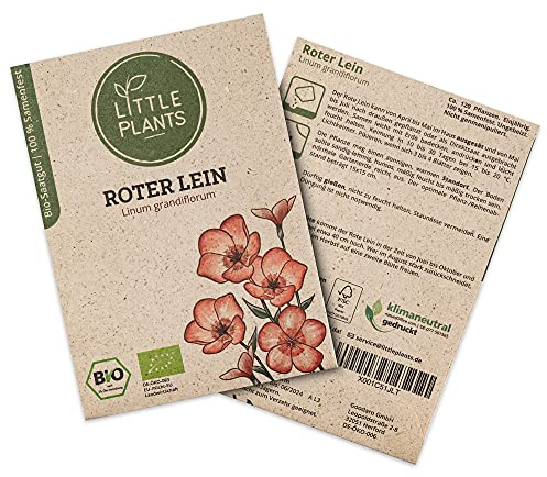 Little Plants BIO Roter Lein Samen, 120 Leinsamen, hohe Keimrate, 100% Natürlich, BIO Samen Roter Lein für Blumengarten Blumenbeet Hochbeet – BIO Blumensamen Blumenwiese Nachhaltig