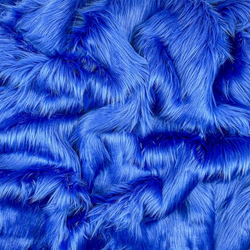 Barcelonetta | Faux Fur Fabric | Soft & Plush | Costume, Upholstery, Decoration, Sewing Material | Fluffy, Fuzzy | Shaggy, Long Pile (Royal Blue, 30 X 36)